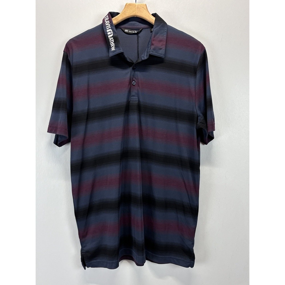 NEW! Men's Travis Mathew Polo Shirt Sz X-Large  Striped Pima Blend Spellout Golf